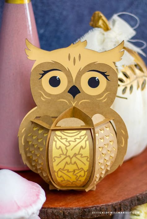 FREE Fall Owl Lantern - Designs By Miss Mandee. 3D, autumn, birds, Cricut, cut file, fall, Fall Owl Lantern, free, freebie, lantern, luminary, owl, Owls, paper lantern, Paper Lanterns, svg, Thanksgiving. Lantern Template Free Printable, Dollar Store Fall Crafts, Fall Crafts Ideas, Autumn Birds, Owl Lantern, Lantern Template, Lantern Paper, Fall Owl, Lantern Designs