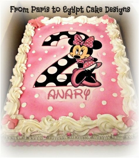 Minnie Cake Ideas Birthday, Minnie Mouse Sheet Cake, Mini Mouse Birthday Cake, Minnie Mouse Birthday Theme, Cake Ball Recipes, Cake Designs For Kids, 2nd Birthday Party For Girl, Minnie Mouse Birthday Cakes, Birthday Sheet Cakes