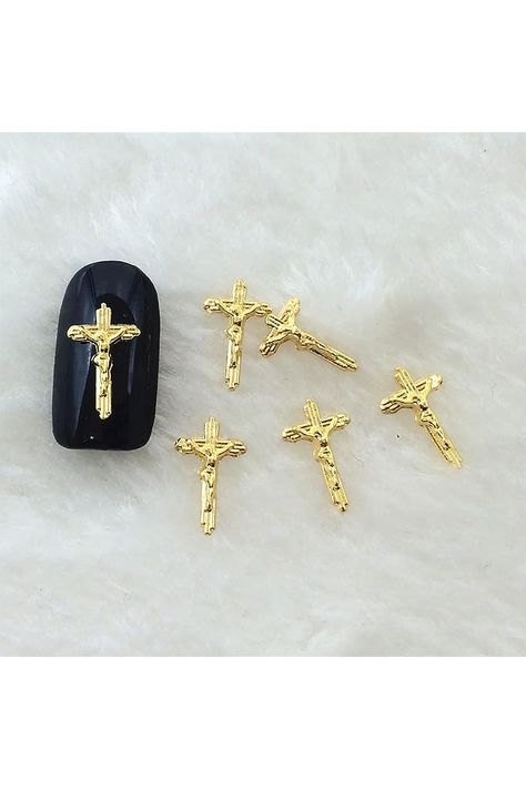 WOKOTO 100pcs 3D Gold Crucifix Nail Charms For Nail Art 3d Cross Nail Charms Metal Gold Nail Charms Metal Decorations For Nail Art DIY Accessories For Women Nails Nail Jewels For Acrylic Nails Nails Inspiration Summer, Metal Decorations, Cross Nails, Nail Art 3d, Nail Jewels, Gold Nail, Gem Nails, Makeup Mirrors, Nail Art Rhinestones