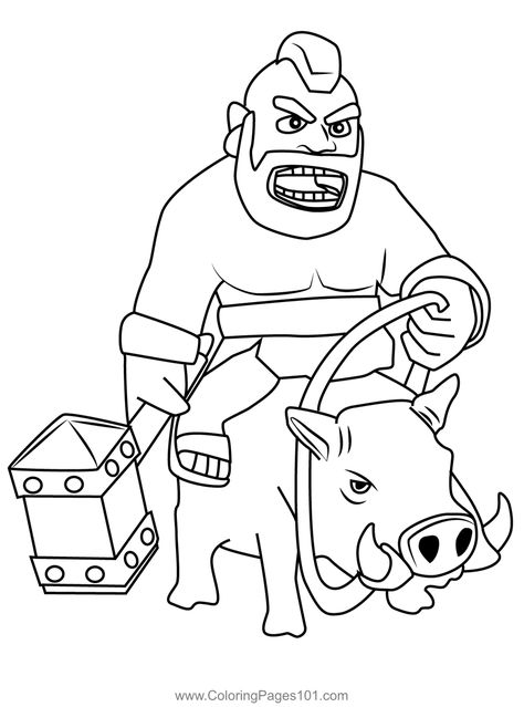 Hog Rider Clash of Clans Coloring Page Clash Of Clans Tattoo, Clash Royale Art, Hog Rider, Smart Goals Template, Valentine Coloring Pages, Horse Coloring Pages, Best Coloring Pages, Valentine Coloring, Clash Royale