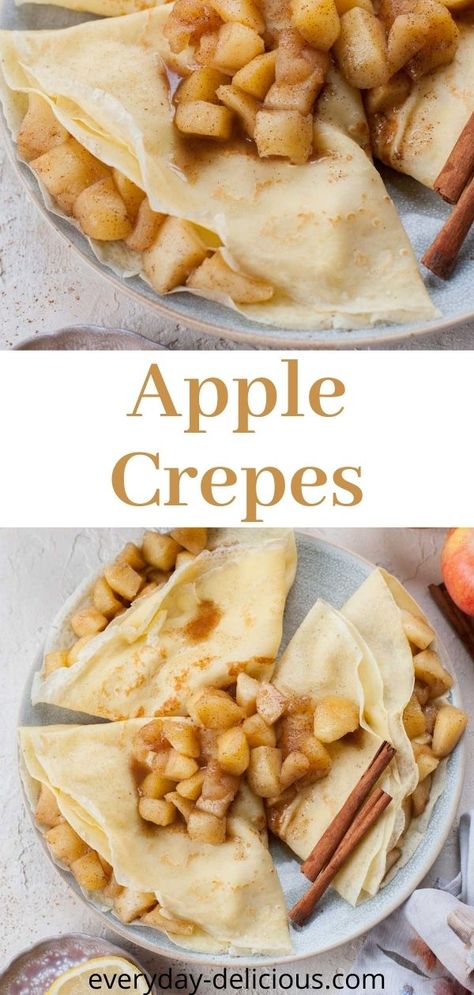 Oatmeal Crepes, Cake Crepes, Crepe Fillings, Sautéed Apples, Crepe Filling, Waffles Oatmeal, Crepes Recipe Breakfast, Apple Crepes, Basic Crepe Recipe