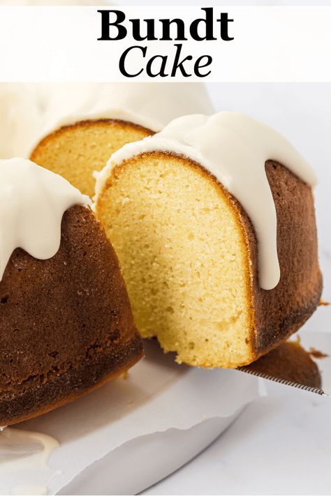 This vanilla bundt cake is moist, perfectly flavored, and so easy to make when you follow my step-by-step guide. Plus, this recipe includes options for either vanilla or chocolate glaze. Classic Vanilla Bundt Cake, Fluffy Bundt Cake, Vanilla Bundt Cake Recipes, Vanilla Bundt Cake, Nothing Bundt, Nothing Bundt Cakes, Bundt Cakes Recipes, Chocolate Glaze, Chocolate Frosting