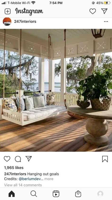 Covered Front Porch Addition, French Country Front Porch Ideas, House Fever, Farmhouse Front Porch Ideas, Dream Porch, Sun Rooms, Estate Design, Swing Bed, Covered Porches