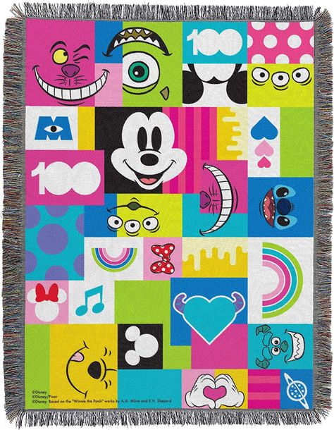 Northwest Disney 100 Woven Tapestry Throw Blanket, 48" x 60", Smiling Faces Disney Tapestry, Celebrating 100 Years, World Of Disney, Decorative Throws Blanket, Tapestry Blanket, Disney 100, Magical Kingdom, Smiling Faces, Disney Friends