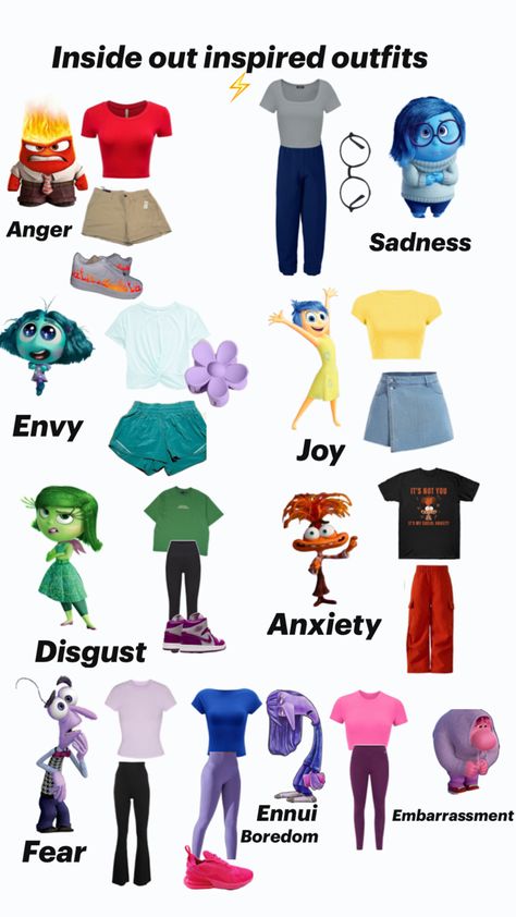 Character Ideas For Spirit Week, Ideas For Spirit Week, Inside Out Costume, Character Day, Florida Theme Parks, Trio Halloween Costumes, Disney Day, Halloween Inspo, Spirit Week