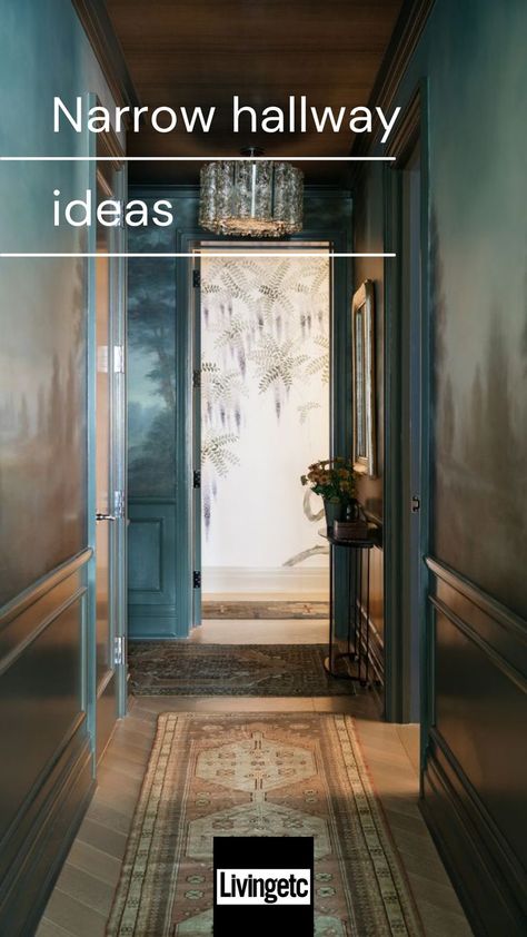 Long Narrow Corridor Ideas, Hallway Decorating Wallpaper, Long Narrow Hallway Decorating, Long Narrow Hallway Ideas, Dark Hallway Ideas, Long Hallway Ideas, Hallway Wallpaper Ideas, Long Hallway Decor, Long Narrow Rooms