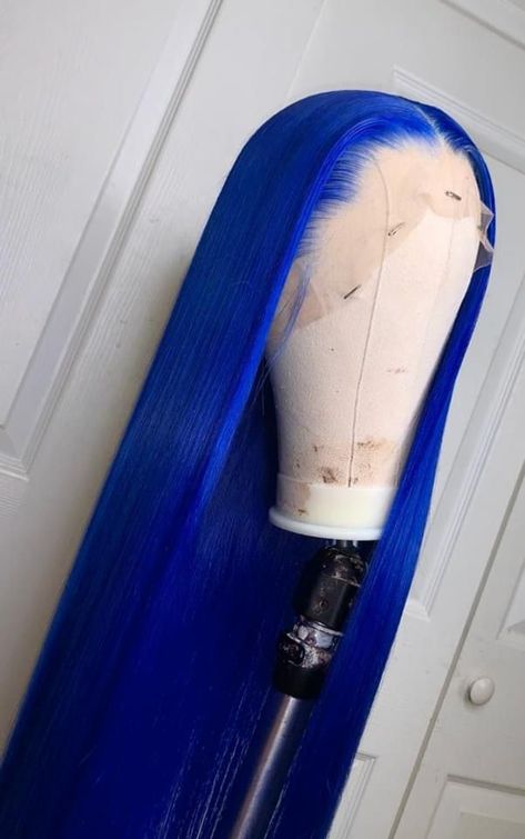 Electric Blue Hair Wig, Colored Braided Wig, Unique Wig Hairstyles, Lace Fronts, Blue Wig, Pretty Hair Color, Hair Color Blue, Front Lace Wigs Human Hair, Lace Hair