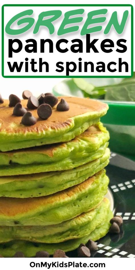 Breakfast Crowd, Green Pancakes, Spinach Pancakes, Healthy Breakfast For Kids, Breakfast For A Crowd, Picky Eaters Kids, Holidays Ideas, Chocolate Chip Pancakes, Mint Chocolate Chip