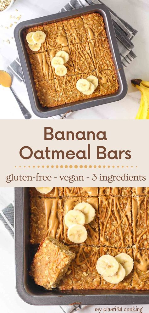 Banana Peanut Butter Breakfast Bars, Breakfast Bars Vegan, Banana Oats And Peanut Butter, Ripe Banana Peanut Butter Recipes, Easy Banana Oat Bars, 4 Ingredient Banana Oat Bars, Banana Oat Squares, Vegan Banana Bars, Oat Peanut Butter Bars Healthy