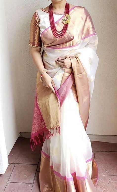 Kora Silk Sarees, Pattu Saree Blouse Designs, Saree Blouse Neck Designs, Brocade Blouse, Sari Blouse Designs, Indian Saree Blouses Designs, Silk Saree Blouse Designs, Blouse Designs Indian, Indian Fashion Saree