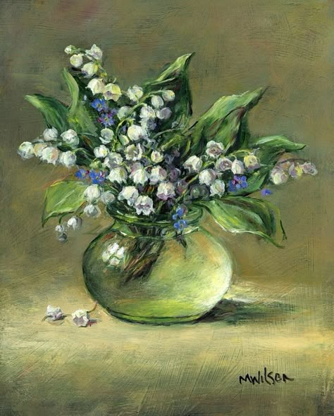 Lilies Of The Valley, Foto Transfer, Wilson Art, Lily Of The Valley Flowers, Floral Still Life, Still Life Flowers, Summer Painting, Watercolor Flower Art, Forget Me Nots