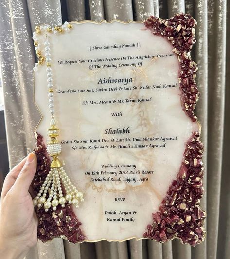 How beautiful is this resin wedding card invite ✨😍 One of the bestseller products, DM to order now 💌 #resinweddingcard #resincard #resinweddinginvite #invitationcard #weddinginvitationcard #resinart #resinframe #bestartproject Resin Wedding Card Ideas, Resin Art Wedding Invitation Card, Resin Wedding Card, Wedding Resin Art, Resin Invitation, Resin Wedding Invitation, Wedding Card Decorations, Diy Invitation Card, Resin Wedding