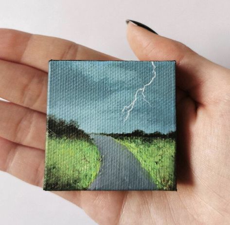 Tiny Paintings Ideas, Small Canvas Paintings, Green Paintings, Simple Canvas Paintings, Graphic Novel Art, Easy Canvas Art, Easy Canvas, Canvas Painting Landscape, Canvas Painting Designs