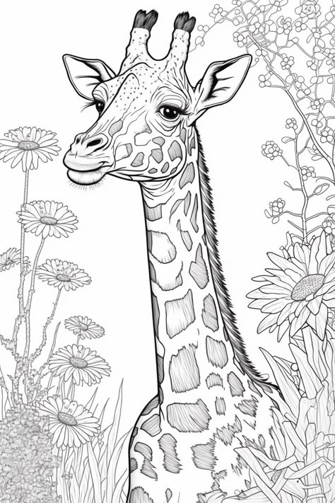 Animal Coloring Pages Free Printable, Cute Animal Coloring Pages For Adults, Jungle Animals Coloring Pages, Jungle Coloring Pages For Adults, Wild Animals Colouring Pages, Coloring Pages Animals, Colouring Pages Mandala Animals, Jungle Coloring Pages, Giraffe Coloring Pages