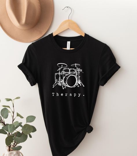 Drum T-shirt, Drummer gift. What is your therapy T-shirt. Drummer T Shirts, Drummer Gifts, Happy Place, Shirt Design, Drums, Shirt Designs, Florida, United States, Embroidery