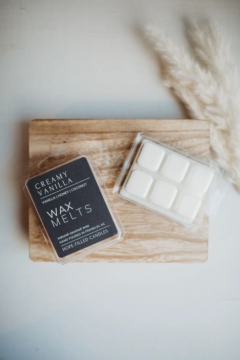 Wax Melts – Hope-filled Candles Wax Melts Photo Ideas, Premium Candles, Wax Melt Label Ideas, Wax Melt Photography Ideas, Wax Melt Photography, Home Made Candles, Wax Melt Packaging, Wax Melts Ideas, Wax Melts Packaging Ideas