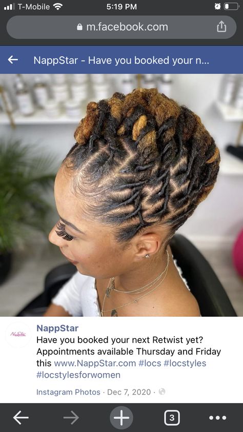 Updo Dreadlock Styles Black Women, Updo Dreads Black Women Locs Styles, Loc Updo Medium Length, Dred Locks Hair Styles For Women, Dread Updos For Black Women, Loc Styles Updo, Elegant Loc Styles Black Women, Medium Loc Styles Women, Loc Mohawk Styles