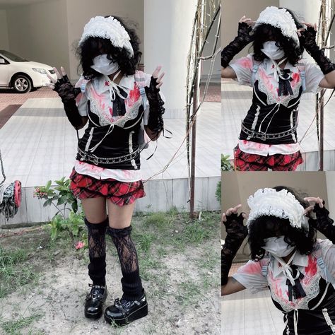 Menhara Fashion, Dark Decora Kei, Yami Kawaii Outfit Ideas, Jirai Kei Outfit Ideas, Gurokawa Aesthetic, Menhera Kei Fashion, Yami Kawaii Outfit, Yami Kawaii Fashion, Menhera Fashion