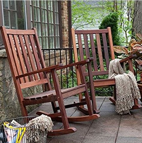 two sophisticated wood rocking chairs with throws on front porch Farmhouse Rocking Chairs, Rocking Chair Front Porch, Fold Up Chairs, Rocking Chair Plans, Rocking Chair Porch, House Front Porch, Porch Rocker, Wooden Rocking Chairs, Wood Rocking Chair