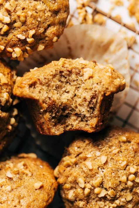 Homemade Banana Nut Muffins, Moist Banana Nut Muffins, Baking Tricks, Butternut Bakery, Banana Walnut Muffins, Muffin Baking, Nut Muffins, Baking Journal, Banana Nut Muffins