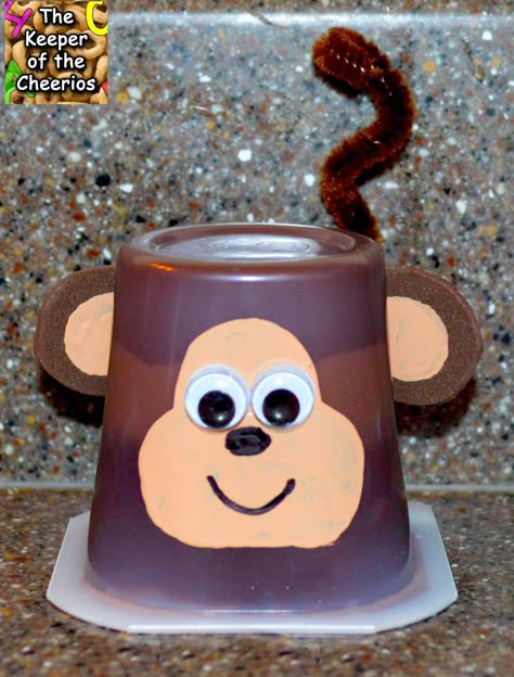 Monkey Pudding Cup Dock Party, Monkey Craft, Literacy Week, Curious George Birthday Party, Monkey Birthday Parties, Pudding Cup, Kids Treats, Curious George Party, Monkey Crafts