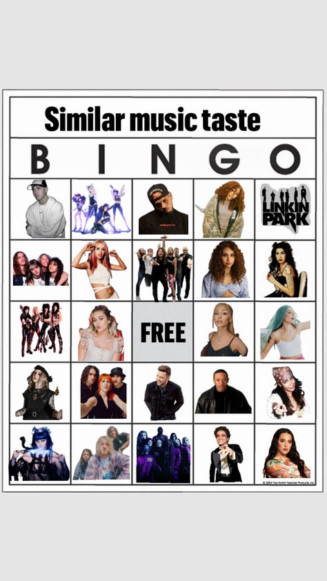 #music #bingo Music Bingo, Linkin Park, Bingo, Musical, Music