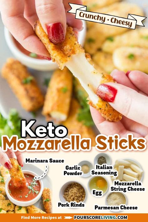 Keto Cheese Sticks, String Cheese Recipes, Keto Mozzarella Sticks, Cheese Sticks Recipe, Oven Air Fryer, Cheesy Snack, Mozzarella Recipes, Keto Cheese, Low Carb Appetizers