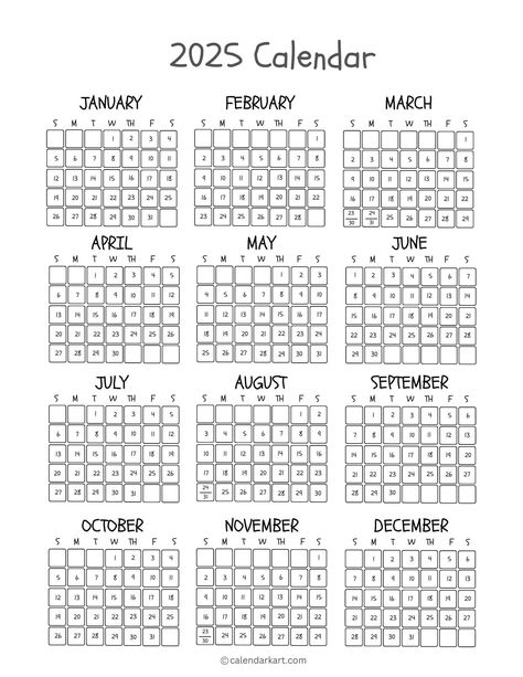 Free Printable Year At A Glance Calendar 2025 - CalendarKart Year At A Glance Calendar, At A Glance Calendar, Year At A Glance, Yearly Goals, 2025 Year, Holiday List, January February March, Montessori School, Calendar Date