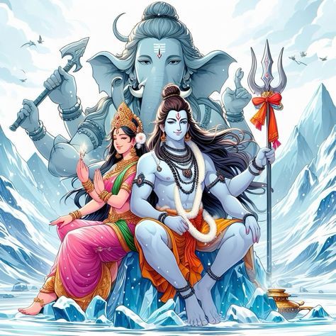 Shiva And Ganesh, Shiv Gauri, Mahadev Adiyogi, The Bhagavad Gita, Shiva Sketch, Shiv Shakti, Saraswati Goddess, God Artwork, Shiva Parvati