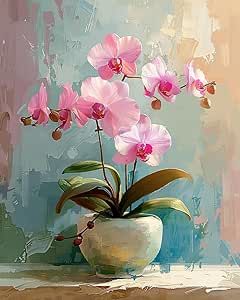 References For Acrylic Painting, Cherry Blossom Oil Painting, Beautiful Easy Paintings, Orchid Painting Acrylic, Christmas Acrylic Painting Easy, House Decor Painting, Painting Small Flowers, 3 Canvas Painting Ideas, Colorful Watercolor Paintings