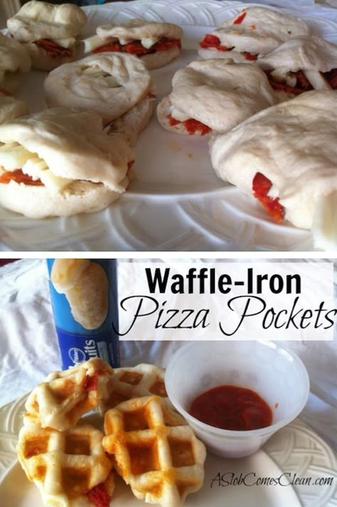 Waffle Iron Pizza, Waffle Iron Ideas, Iron Ideas, Waffle Iron Recipes, Waffle Maker Recipes, Pizza Pockets, Foods With Iron, Iron Recipes, Waffle Iron