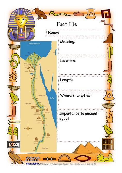 Ancient Egypt Nile River Project, Nile River Project, Facts About Egypt, Ancient Civilizations Lessons, Ancient Egypt Projects, Egypt Project, River Nile, The Nile River, Map Worksheets