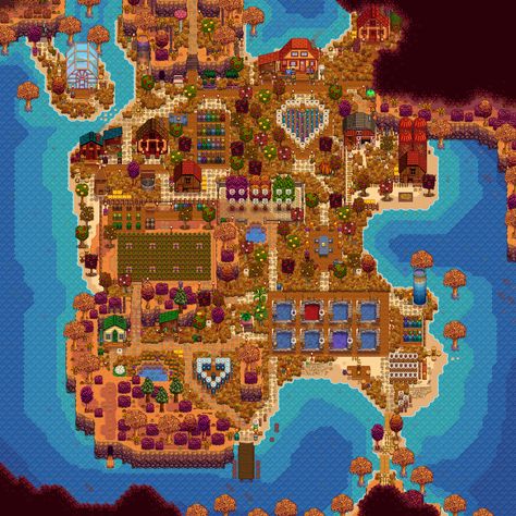 Beach House Stardew Valley, Stardew Valley Beach Farm Layout No Mods, Stardew Valley Normal Farm Layout, Stardew Valley Beach Farm Layout Ideas, Stardew Valley Beach Farm Design, Beach Stardew Valley, Stardew Beach Farm Layout, Beach Farm Layout, Beach Farm Stardew Valley