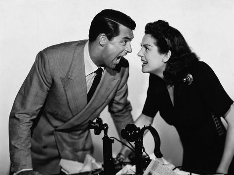 Cary Grant and Rosalind Russell in His Girl Friday His Girl Friday, Friday Movie, Howard Hawks, Rosalind Russell, Harold Lloyd, Septième Art, Carole Lombard, Mae West, Barbara Stanwyck