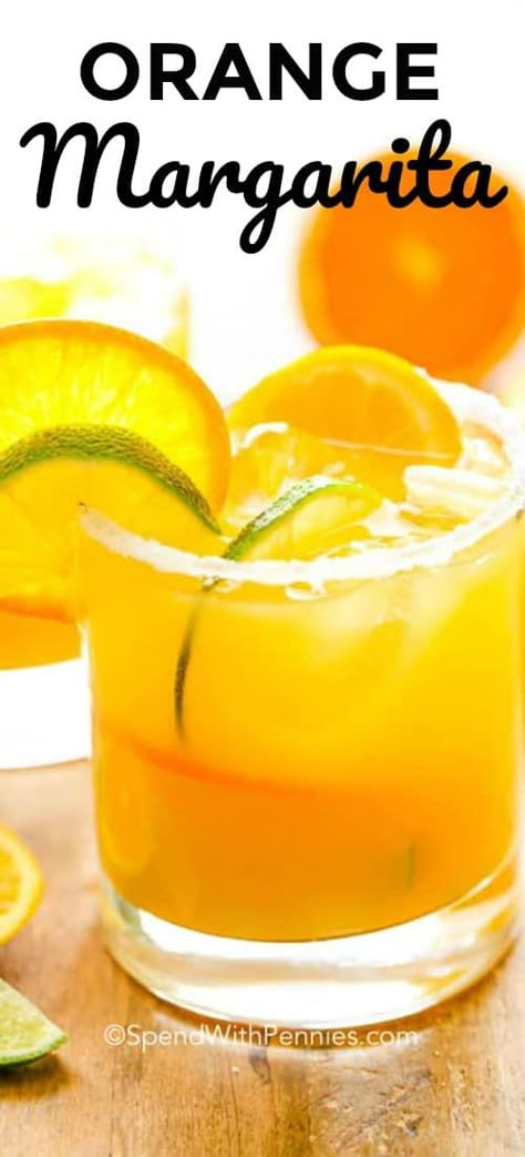 This Sunny Orange Margarita recipe is great, a little sweet, a little tart & so refreshing! Fresh lime juice & orange juice with triple sec and tequila make this amazing! #spendwithpennies #easyrecipe #summerdrink #freshrecipe #easymargarita #withoranges #simplecocktail #orangemargarita Tequila Orange Cocktail, Tequila And Triple Sec Drinks, Tequila Orange Juice Drinks, Fresh Orange Juice Cocktails, Cocktail With Orange Juice, Orange Tequila Cocktails, Orange Juice Recipes Drinks, Orange Juice Alcoholic Drinks, Recipes With Orange Juice