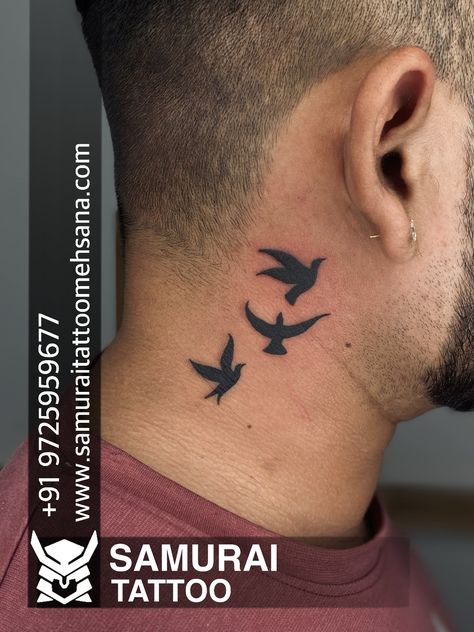 Birds On Neck Tattoo, Birds Tattoo On Neck, Birds Tattoo Ideas, Birds Tattoo Design, Bird Tattoo Neck, Tattoo On Neck, Bird Tattoos Arm, Tattoo Neck, Small Bird Tattoo