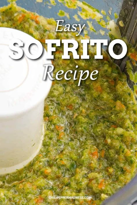 This homemade sofrito recipe is a Puerto Rican sauce base for Latin American meals like soups and stews. #tasty #easyrecipes #sauces Spanish Sofrito Recipe, Puerto Rican Sauce, Sofrito Recipes, Sofrito Recipe Puerto Rican, Easy Sofrito Recipe, Homemade Sofrito, Bestie Recipes, Ecuadorian Recipes, American Meals