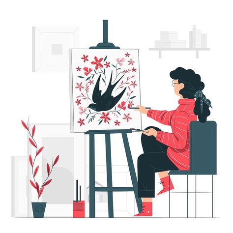 Making art concept illustration | Free Vector #Freepik #freevector #art #painting #studio #leisure Pop Art Background, Png Illustration, Frame Border Design, Wreath Drawing, Work Art, Concept Illustration, Wall Drawing, Angel Painting, Decoupage Vintage