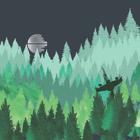 Endor Star Wars, Boho Star Wars, Endor Nursery, Endor Star Wars Aesthetic, Star Wars Mosaic, Star Wars Endor, Star Wars Landscapes, Star Wars Painting Wallpaper, Star Wars Endor Bedroom