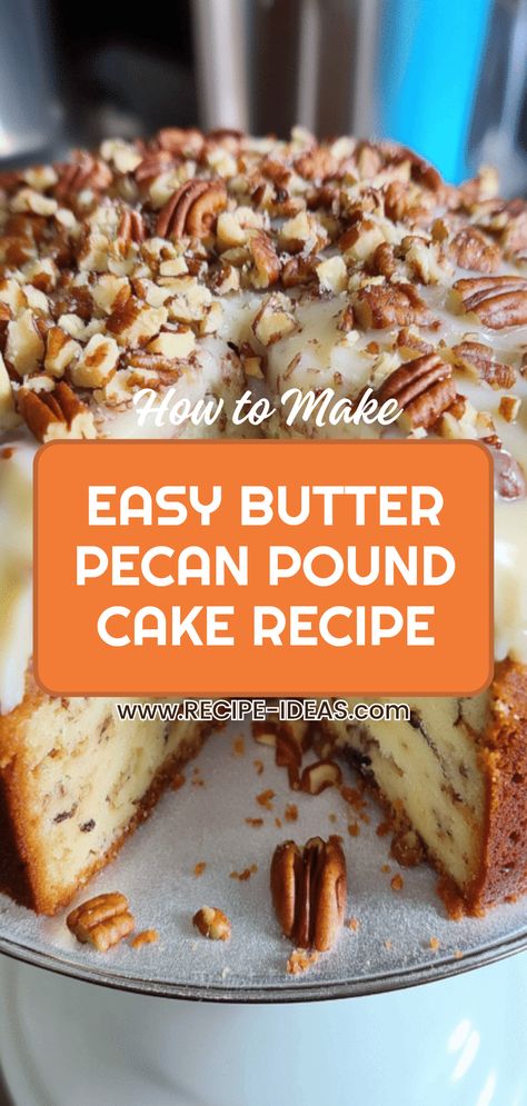 A delicious slice of buttery Butter Pecan Pound Cake showcasing toasted pecans, perfect for gatherings and easy baking. Southern Pecan Pound Cake, Louisiana Crunch Pound Cake, Eagle Brand Pound Cake Recipe, Butter Pound Cake Recipes, Pecan Pound Cake Recipes, Buttermilk Pound Cake Recipes Moist, Butter Pound Cake Recipe Moist, Pecan Cake Recipes, Crunchy Top Pound Cake Recipe