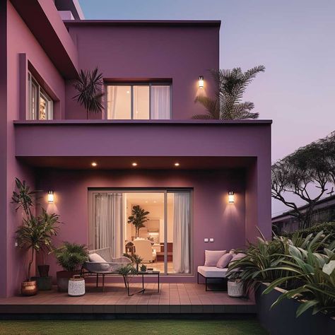 Asian Paints Exterior Palette for Modern Homes • 333+ Images • [ArtFacade] Exterior Wall Design Ideas House, Home Front Colour Design, Asian Paints Exterior Color Ideas, Colour For House Exterior, Outdoor Home Paint Colors Ideas, House Outdoor Paint Colors, Mauve House Exterior, Home Colour Outside, Outdoor Paint Colors Home Exteriors