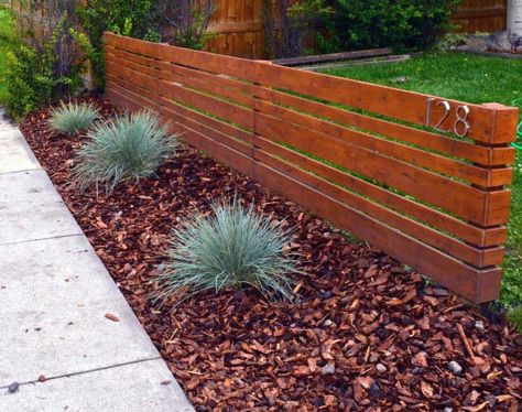 Top 60 Best Front Yard Fence Ideas - Outdoor Barrier Designs Fence Remodel, Housing Decor, Modern Gardening, Yard Privacy, Baseboard Moulding, Cheap Landscaping Ideas, Sloped Yard, Modern Fence Design, Modern Front Yard