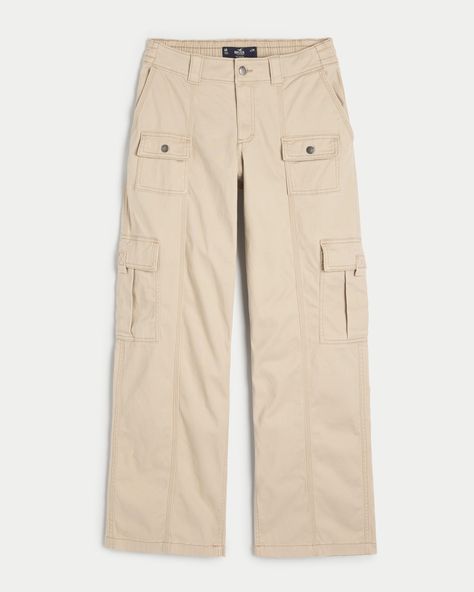 Women's Cargo Bottoms | Hollister Co. Low Rise Cargo Pants, Fall Fit, Dad Jeans, Twill Pants, Women Cargos, Jogger Shorts, Top Graphic Tees, Pants Design, Cargo Pants Women