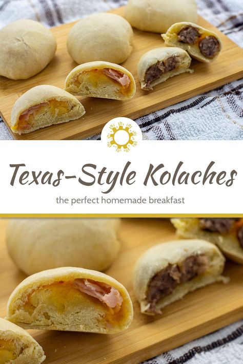 Kalochies Sausage, Texas Kolache Recipe, Kolache Recipe Texas, Texas Kolaches, Kolache Recipes, Kolache Recipe Czech, Homemade Kolaches, Bohemian Recipes, Runzas Recipe