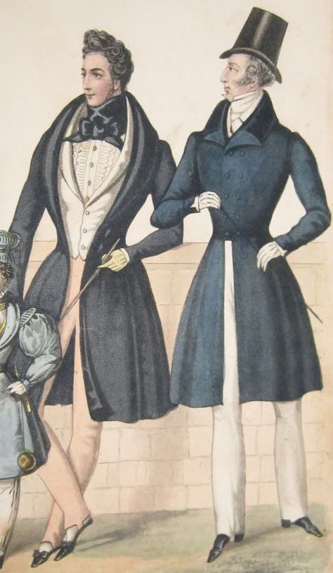 VIRAGO - Men’s fashion ca. 1830: Coats 1830 Fashion, 1840 Fashion, White Vests, Victorian Mens Fashion, 1840s Fashion, 19th Century Men, 1830s Fashion, Morning Dress, Romantic Period