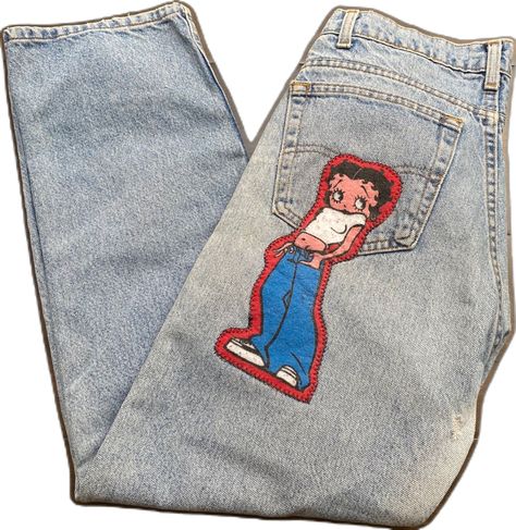 ‼️JEANS SOLD, THEY WERE VINTAGE “TOO CUTE” betty boop collectible patchwork denim jeans‼️ not sold anymore rare vintage  my depop is @alyssabalin in case i sell my other pair! Betty Boop Costume, Futuristic Photoshoot, Cute Betty Boop, Depop Clothes, Patchwork Denim Jeans, Diy Clothes Design, Patchwork Denim, Trendy Summer Outfits, Boring Clothes