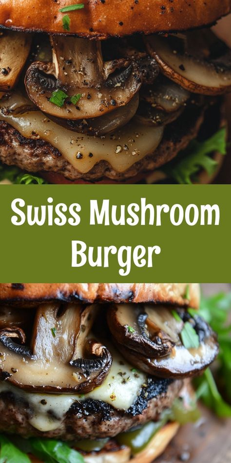 As I prepared the Swiss Mushroom Burger, the kitchen filled with warmth and laughter. My partner helped sauté the mushrooms, and we shared stories over sizzling patties. It was a perfect Sunday family meal, bringing everyone together for delicious bites and cherished moments. 🍔❤️ Mushroom Swiss Burger Recipe, Mushroom And Swiss Burger, Blackened Chicken Alfredo, Swiss Burger, Mushroom Swiss Burger, Crispy Sweet Potato Fries, Burger Dogs, Crispy Sweet Potato, Mushroom Burger