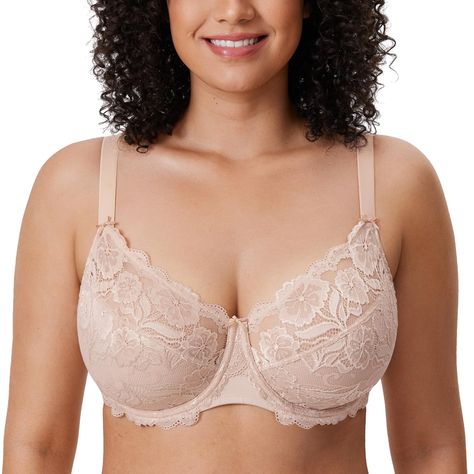 PRICES MAY VARY. Poke-free underwire design supports and lifts No padding cups provide a natural shape Full coverage cups without spillage Soft and lightweight fabric for whole day comfort Fully adjustable straps and back closure to perfect fit Offering style and support, the full cup bra is adorned in satin bows, featuring non-padded underwired cups and adjustable straps.   Stretch lace top cup to create a smooth look for the fuller bust.  A bow accent that sits between the cups is the perfect Stretch Lace Top, Plus Size Bras, Lace Underwire, Full Cup Bra, Unlined Bra, Plus Size Bra, Everyday Bra, Cup Bra, Natural Shapes