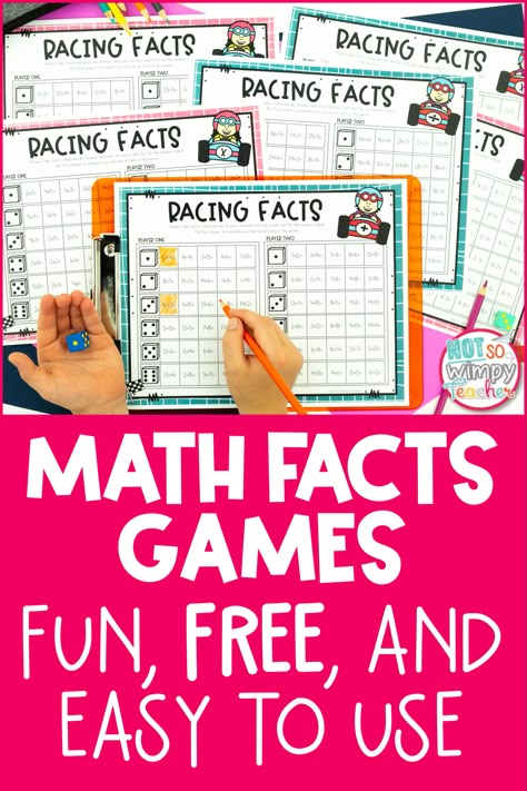 Math Facts Games that are fun, free, and easy to use! A great way to learn in your classroom! Multiplication Fact Practice Games, 3rd Grade Math Fluency Games, Addition Fluency Games 2nd Grade, Math Facts Printables Free, Fun First Grade Math Activities, Make And Take Math Games, Math Games 3rd Grade Free, Third Grade Math Games Free, Fun Ways To Practice Math Facts