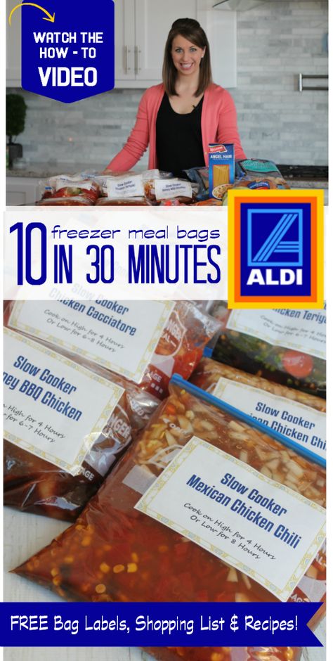 Aldi Meal Plan, Bulk Cooking, Freezer Dinners, Freezer Food, Freezer Recipes, Freezer Meal Planning, Make Ahead Freezer Meals, Crock Pot Freezer, Easy Freezer Meals